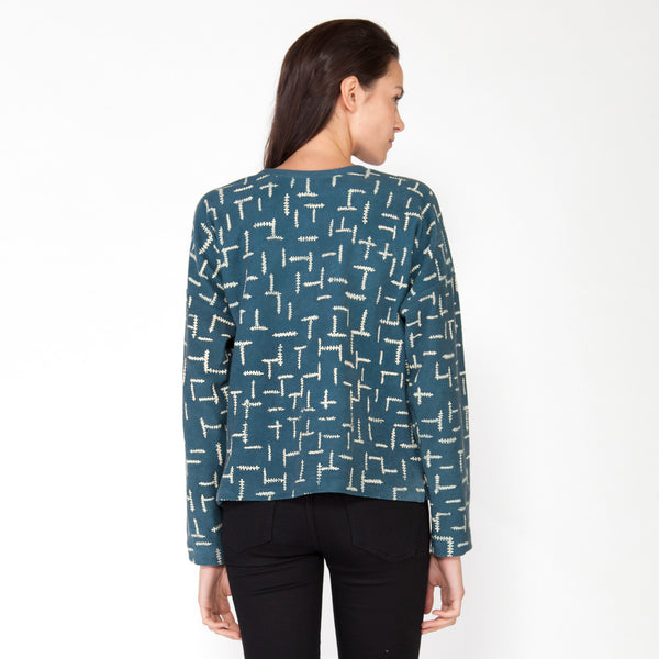 Summer Ferns Canvas Sweatshirt - Marine