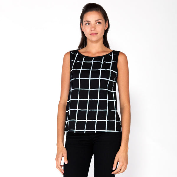 Grid Boatneck Tank - Black