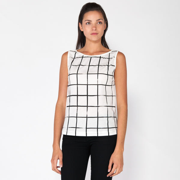 Grid Boatneck Tank - White