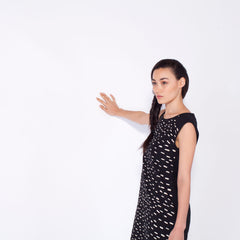 Sideways Rain Shift Dress - Black