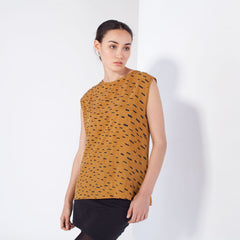 Sideways Rain Scoop Neck Blouse - Saffron