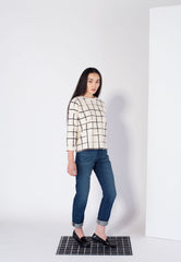 Grid Canvas Knit Sweatshirt - Natural