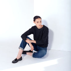Pebble Knit Sweatshirt - Black