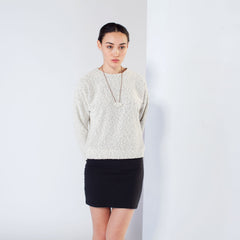 Pebble Knit Sweatshirt -White