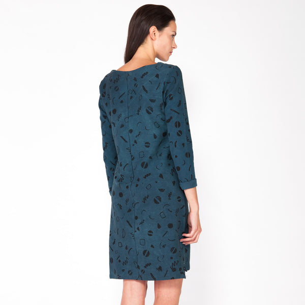 Moves Canvas Knit Boat Neck Dress - Marine