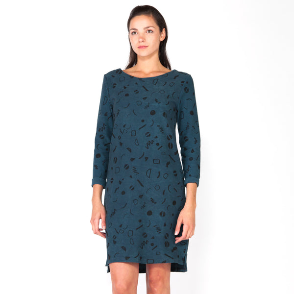 Moves Canvas Knit Boat Neck Dress - Marine