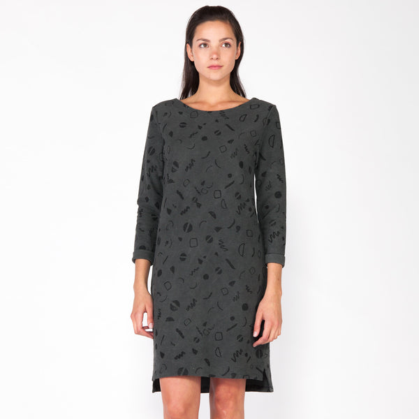 Moves Canvas Knit Boat Neck Dress - Smoke