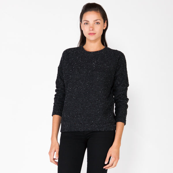 Pebble Knit Sweatshirt - Black