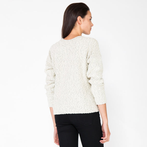 Pebble Knit Sweatshirt -White