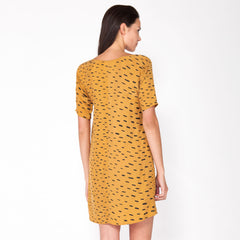 Sideways Rain 3/4 Dress - Saffron