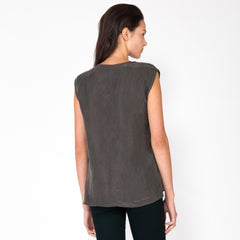 Sideways Rain Scoop Neck Blouse - Smoke