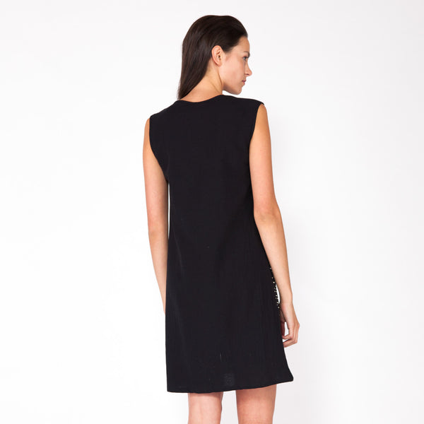 Sideways Rain Shift Dress - Black