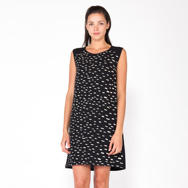 Sideways Rain Shift Dress - Black