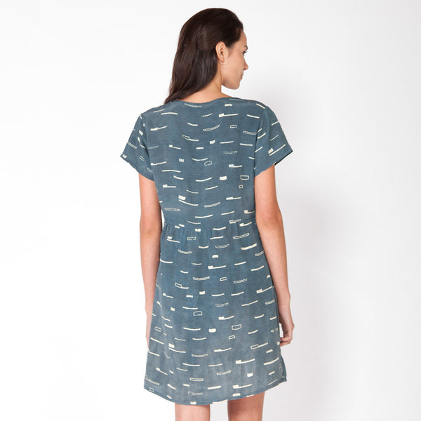 Sails Gathered Tee Dress - Marine