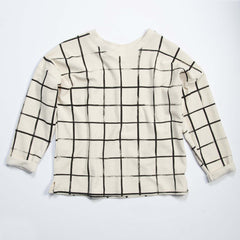Grid Canvas Knit Sweatshirt - Natural
