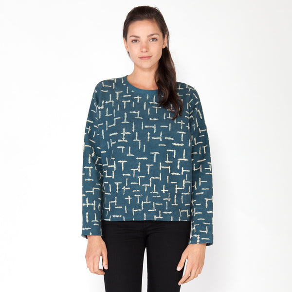 Summer Ferns Canvas Sweatshirt - Marine