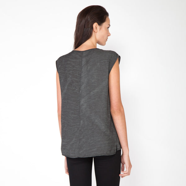 Parachute Scoop Blouse - Charcoal