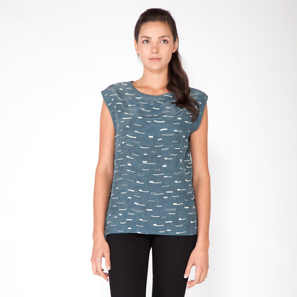 Sails Neck Blouse - Marine