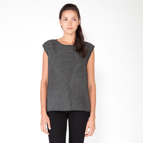Parachute Scoop Blouse - Charcoal