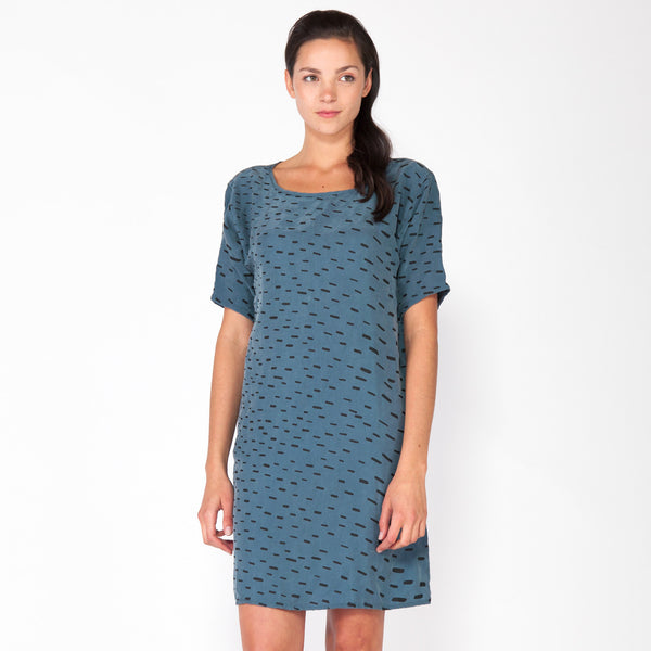 Sideways Rain 3/4 Dress - Marine