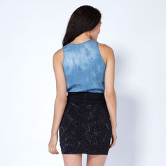 Shattered High Rise Mini Skirt - Black