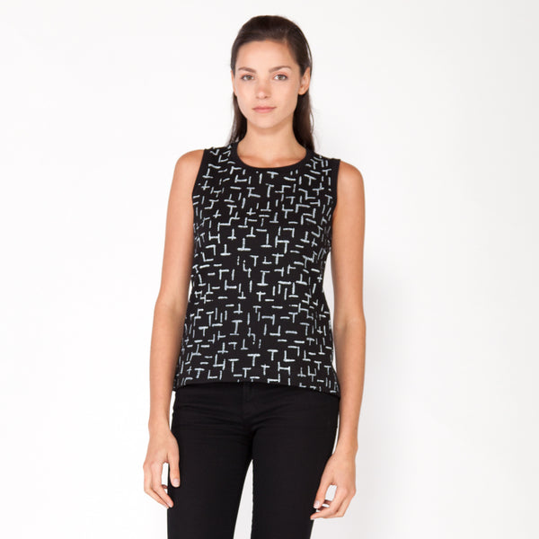 Summer Ferns Boyfriend Tank - Black